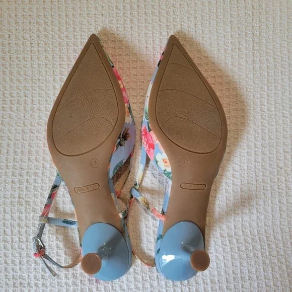 Nine West Floral Slingback Heels - Pink and Blue - Picture 7 of 9